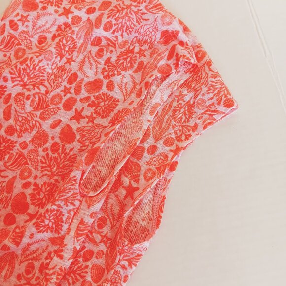 Sigrid Olsen Women's Coral Tropical Ocean Print Linen Sleeveless Tee Size S - Picture 6 of 10